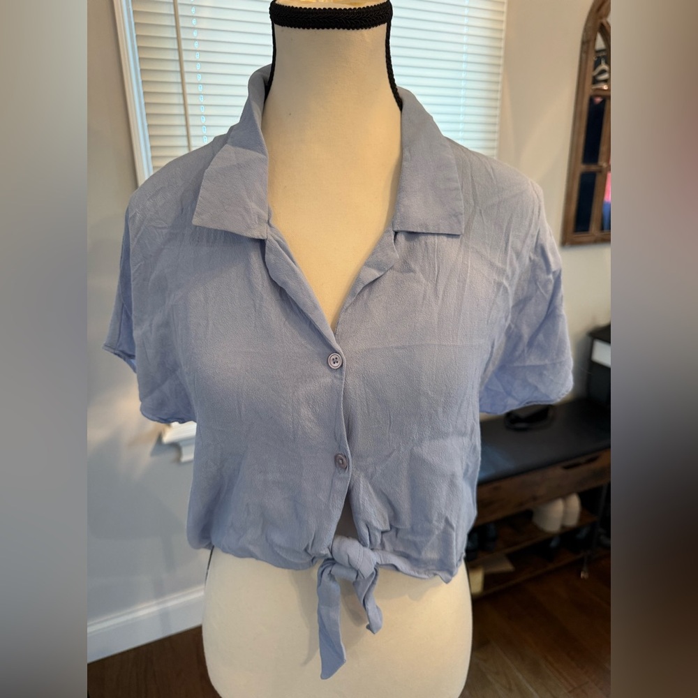 Wilfred Free Light Blue Women's Viscose Button-Up Top Size XS
